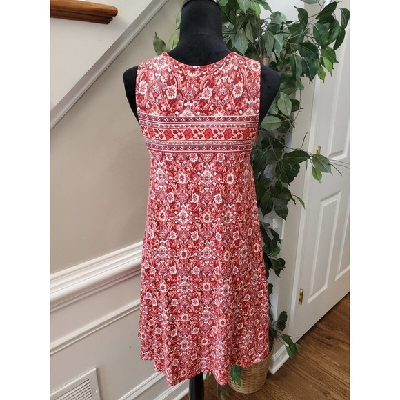Loft Women's Multicolor Rayon Round Neck Sleeveless Knee Length Dress Size XS - Picture 7 of 11
